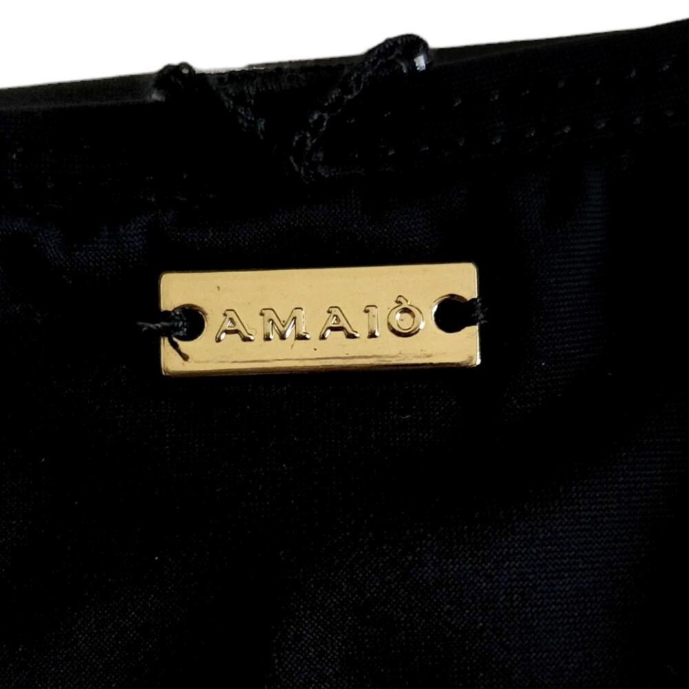 AMAIO Solene belted jacquard maillot one piece textured black luxe swimsuit Sz S - Picture 7 of 12